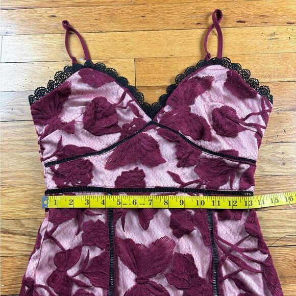 NWT Lulus Alluring Dream Burgundy Floral Mesh Lace Trumpet Midi Dress, Small - Picture 8 of 11
